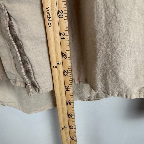 Mazik Top Womens Small Beige Button Front Eyelet Bell Sleeve Pleated Blouse Boho - Picture 8 of 8